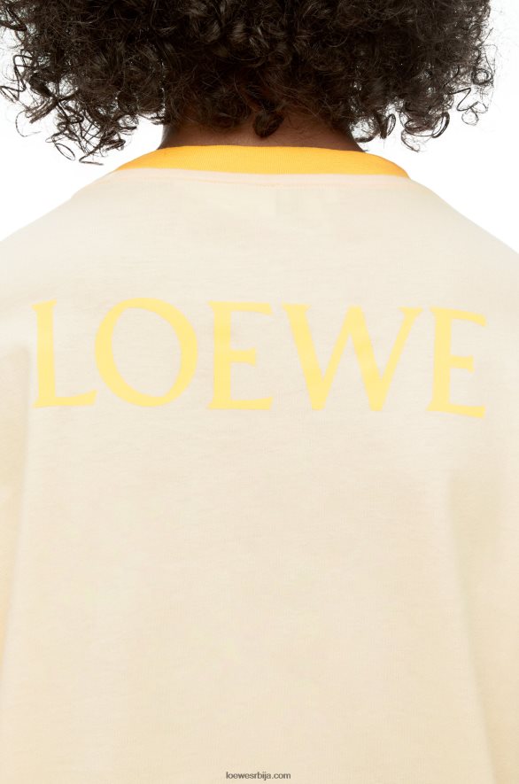 Loewe Жене Хеен памучна мајица дугих рукава беж HJTY836