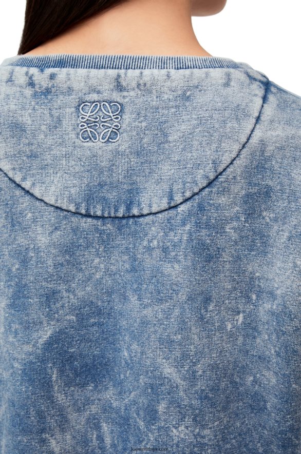 Loewe Жене издужени дукс од памучног флиса испрани тексас HJTY803