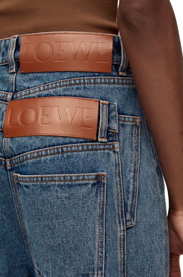Loewe Жене фармерке високог струка од тексаса средње плави тексас HJTY1202