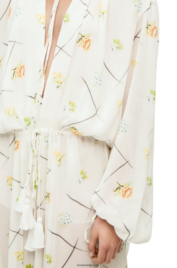Loewe Жене цветна макси хаљина од вискозе и свиле бела/вишебојна HJTY1055