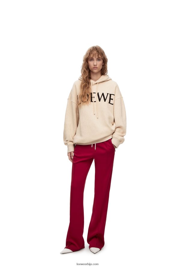 Loewe Жене памучна јакна с капуљачом превелике величине слоноваче HJTY801