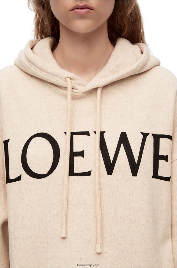 Loewe Жене памучна јакна с капуљачом превелике величине слоноваче HJTY801