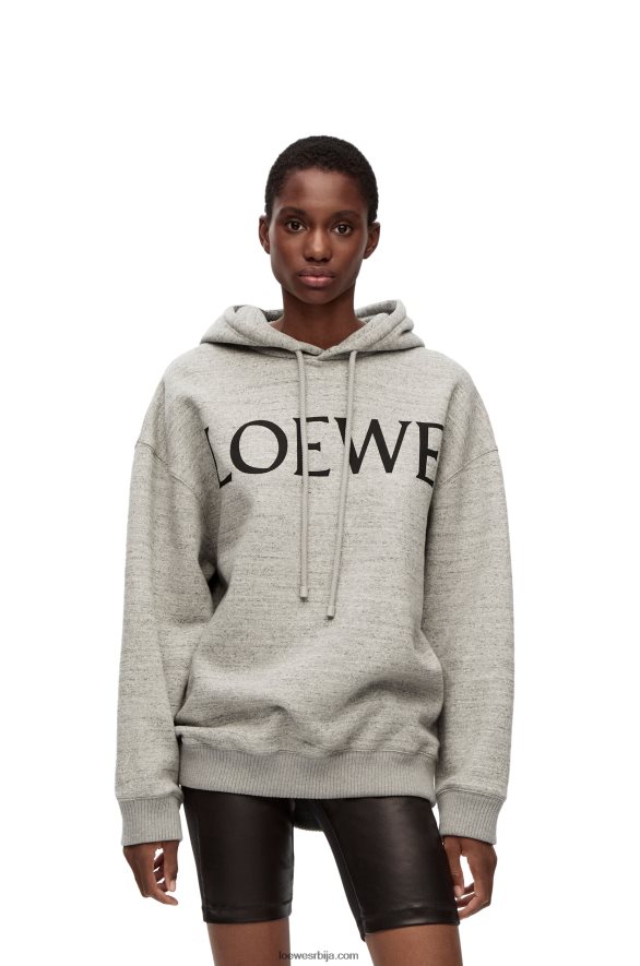 Loewe Жене памучна јакна с капуљачом превелике величине сиви меланж HJTY810