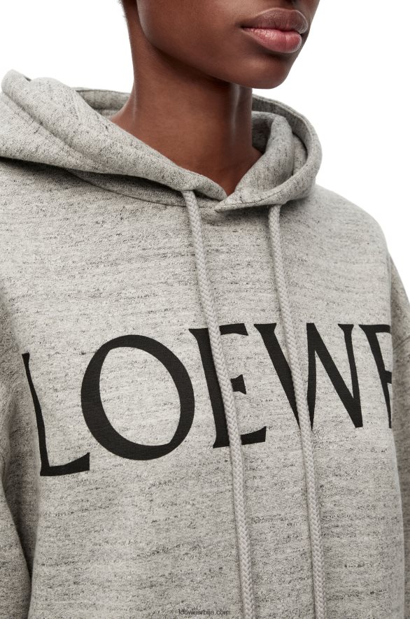 Loewe Жене памучна јакна с капуљачом превелике величине сиви меланж HJTY810