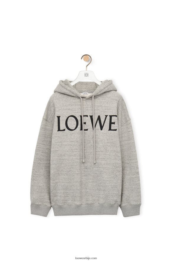 Loewe Жене памучна јакна с капуљачом превелике величине сиви меланж HJTY810
