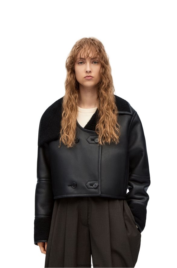 Loewe Жене деконструисана јакна од стриже црн HJTY1131