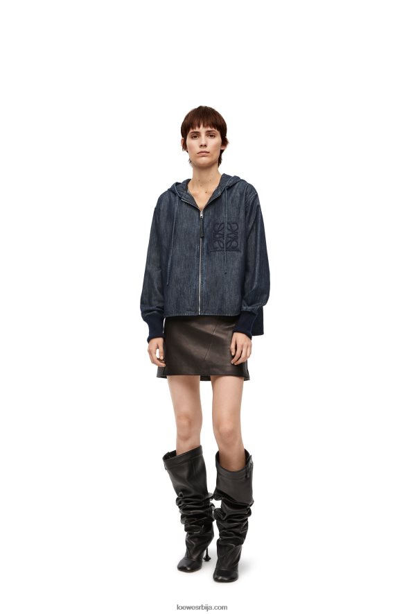 Loewe Жене јакна са капуљачом од тексаса индиго HJTY1164