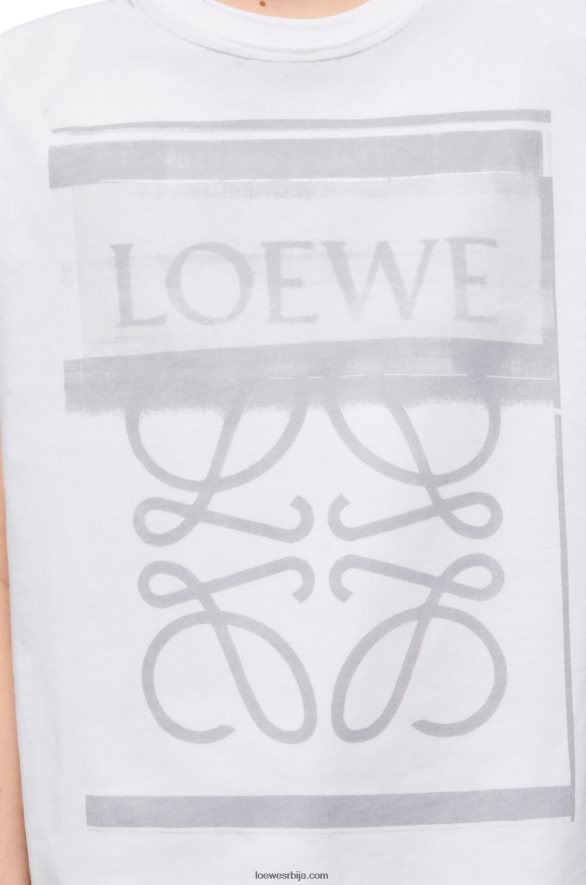 Loewe Жене памучна мајица стандардног кроја бела/сива HJTY770