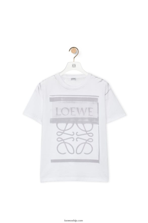 Loewe Жене памучна мајица стандардног кроја бела/сива HJTY770