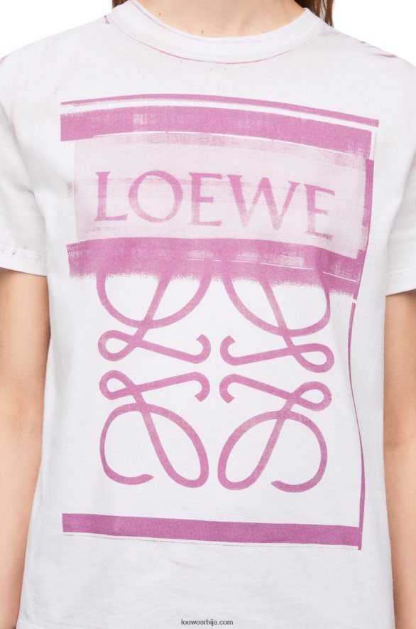 Loewe Жене памучна мајица стандардног кроја бело/розе вишебојно HJTY771
