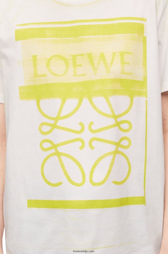 Loewe Жене памучна мајица стандардног кроја бело/жуто HJTY772