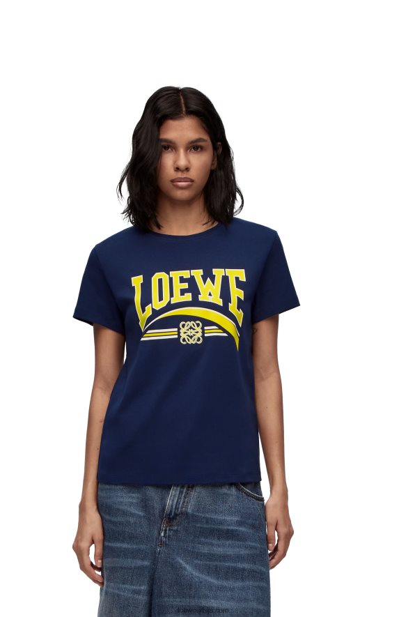 Loewe Жене мајица од памука тамно плави HJTY837
