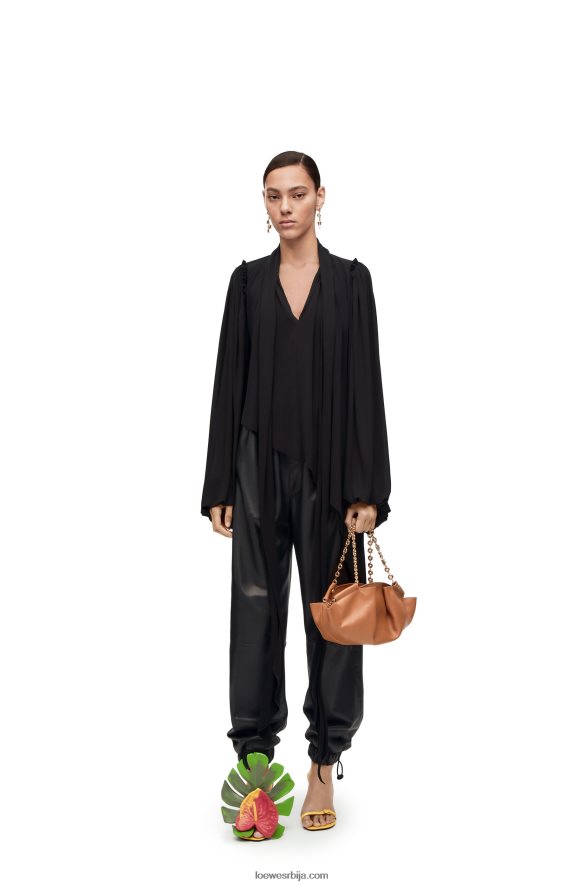 Loewe Жене еластичне панталоне од напе црн HJTY1109