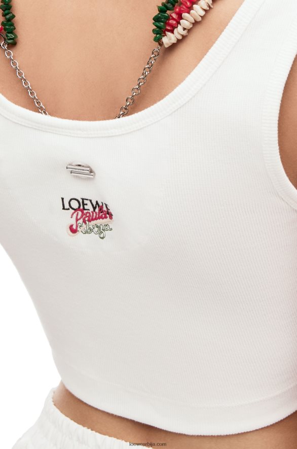 Loewe Жене украшена мајица без рукава од памука бео HJTY785