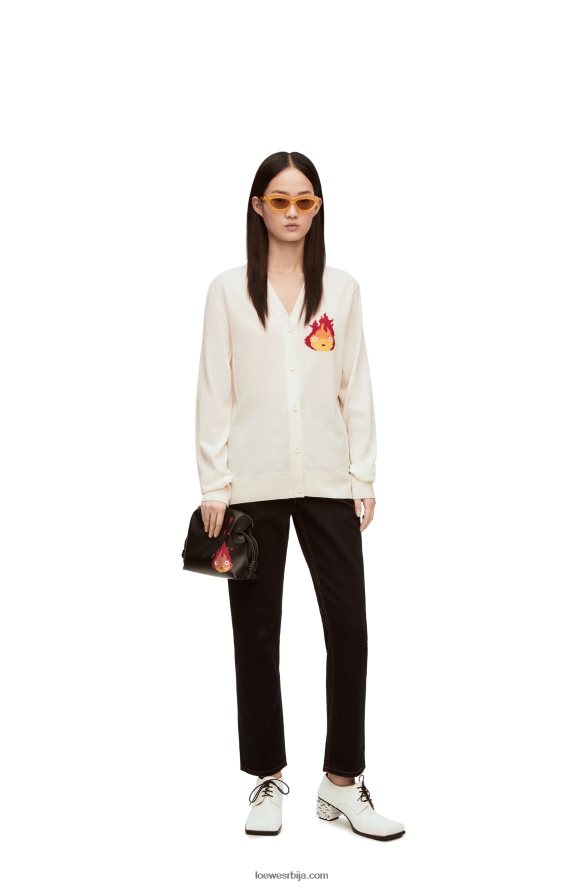 Loewe Жене цалцифер кардиган од вуне ецру HJTY1024