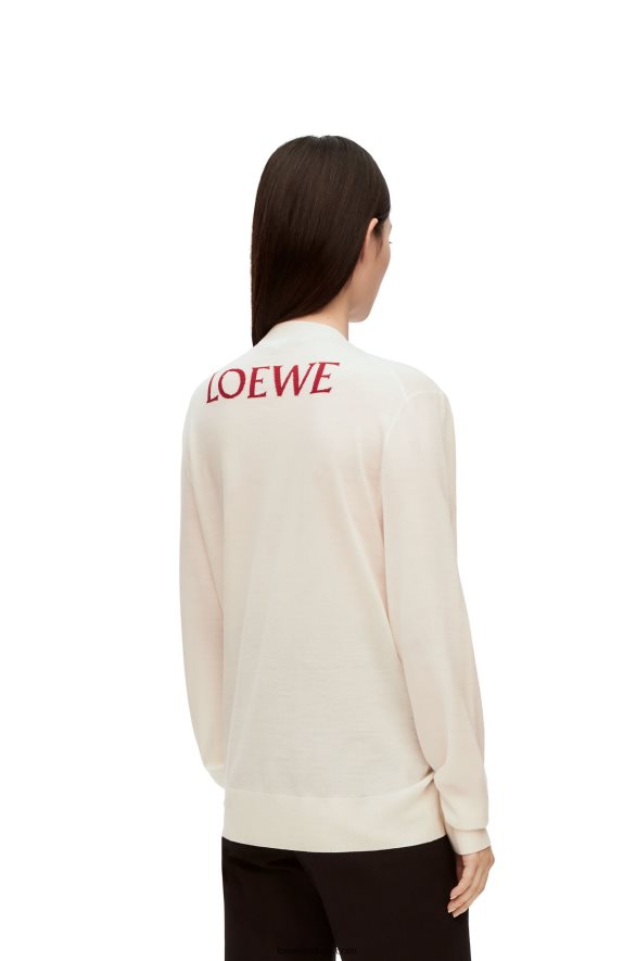 Loewe Жене цалцифер кардиган од вуне ецру HJTY1024
