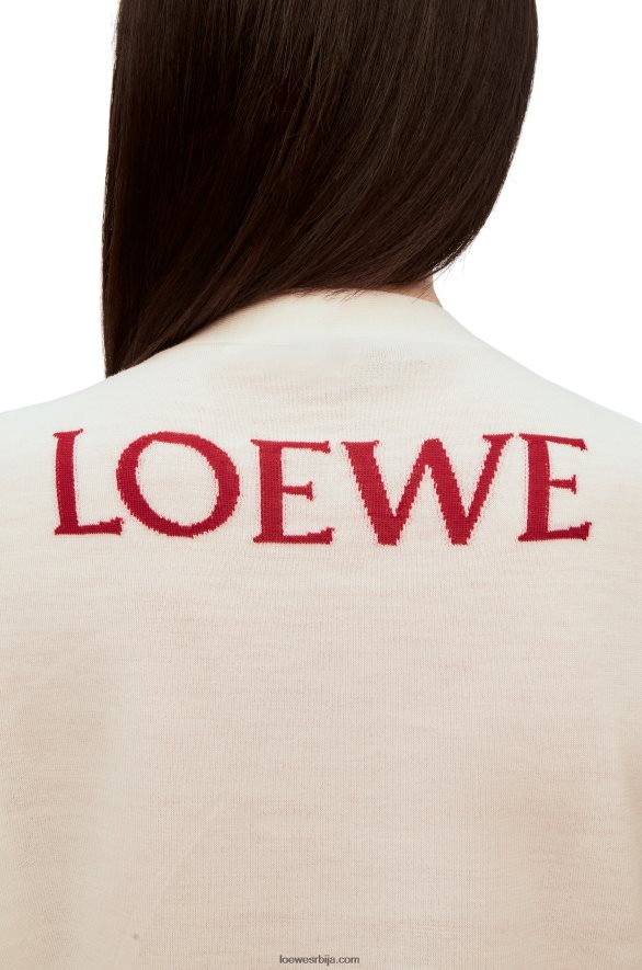 Loewe Жене цалцифер кардиган од вуне ецру HJTY1024