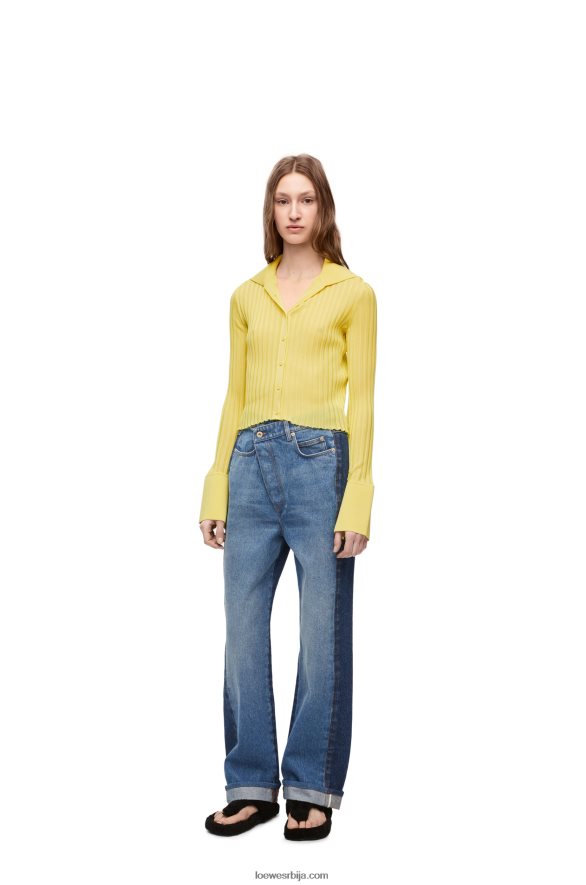 Loewe Жене кардиган од вискозе киселина жута HJTY849