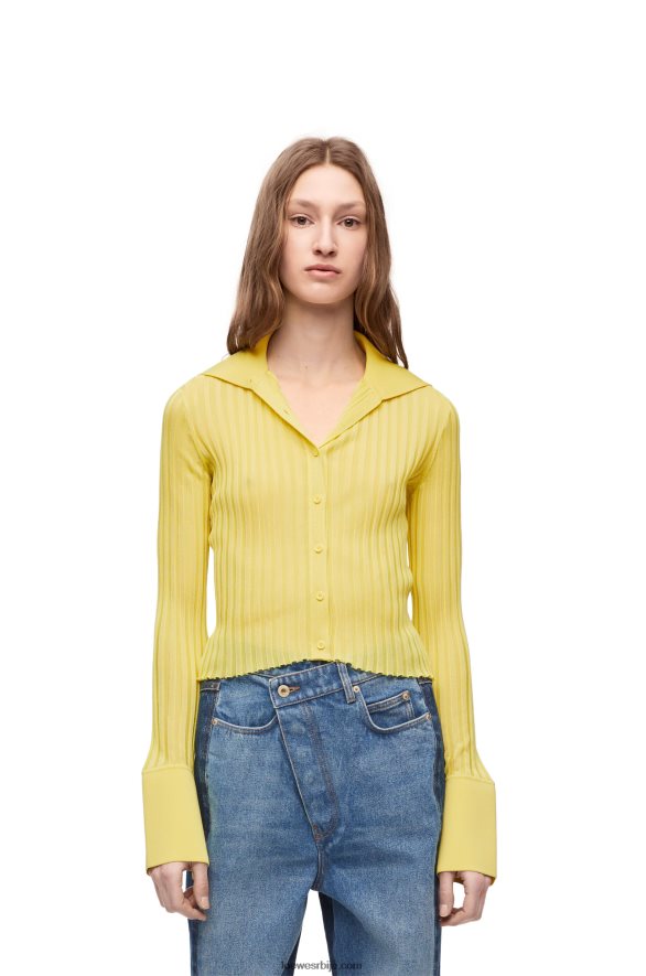 Loewe Жене кардиган од вискозе киселина жута HJTY849