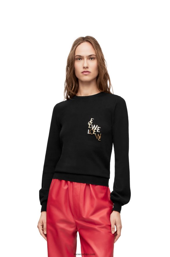 Loewe Жене шарм џемпер од вуне црн HJTY959