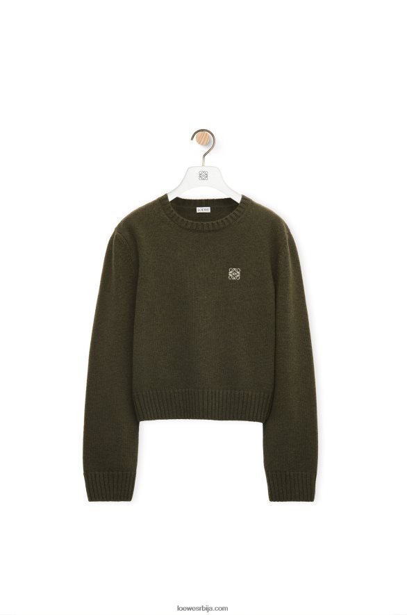 Loewe Жене џемпер од вуне каки зелена HJTY979