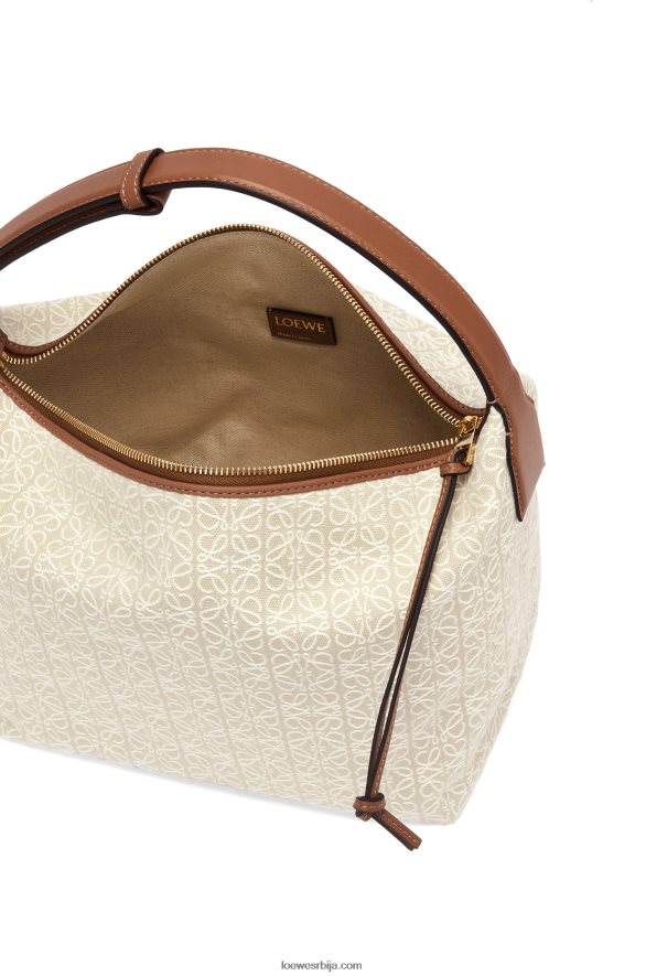 Loewe Жене цуби торба од анаграм жакарда и телеће коже екру/тан HJTY464