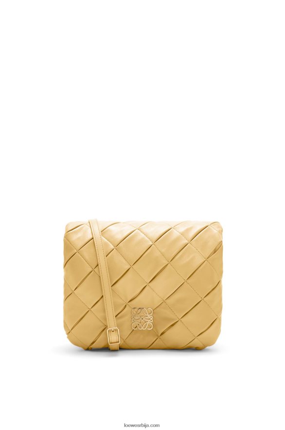 Loewe Жене пуффер гоиа у набраној сјајној напа јагњећој кожи тамни путер HJTY381