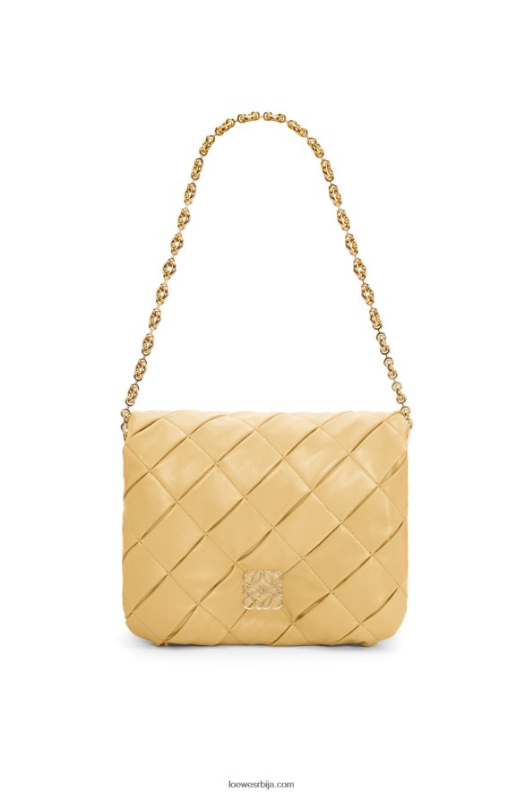 Loewe Жене пуффер гоиа у набраној сјајној напа јагњећој кожи тамни путер HJTY381