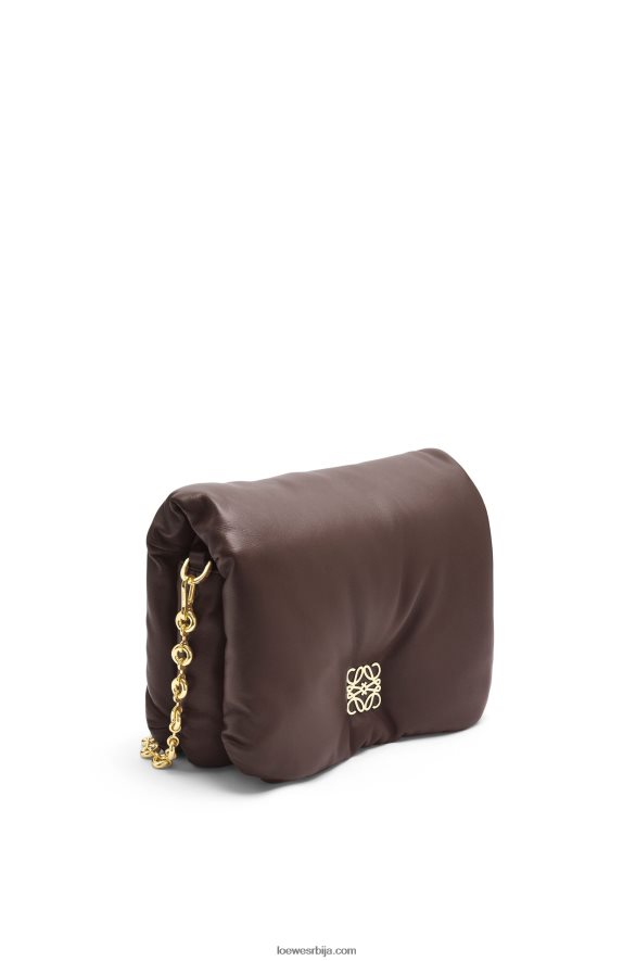 Loewe Жене пуффер гоиа торба од сјајне напа јагњеће коже тамна чоколада HJTY383