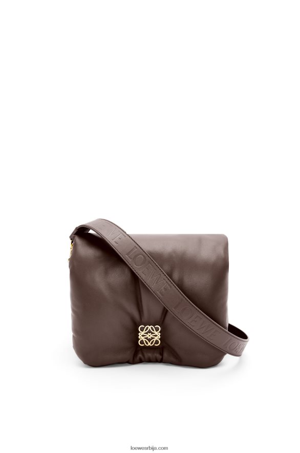 Loewe Жене пуффер гоиа торба од сјајне напа јагњеће коже тамна чоколада HJTY383