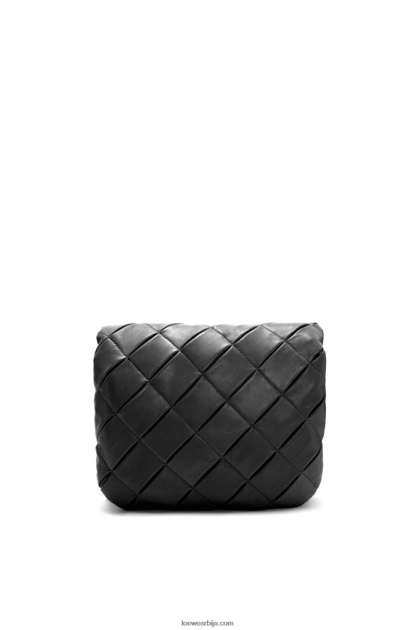 Loewe Жене пуффер гоиа у набраној сјајној напа јагњећој кожи црн HJTY384