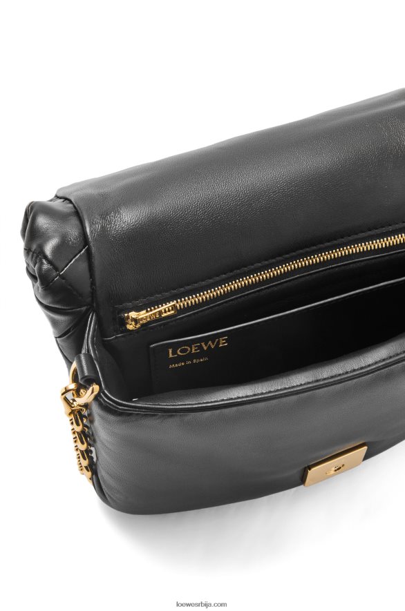 Loewe Жене пуффер гоиа у набраној сјајној напа јагњећој кожи црн HJTY384