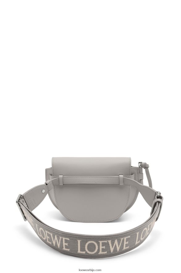 Loewe Жене мини гате дупла торба од меке телеће коже и жакарда бисерно сива HJTY195