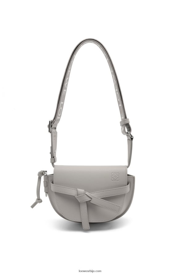 Loewe Жене мини гате дупла торба од меке телеће коже и жакарда бисерно сива HJTY195