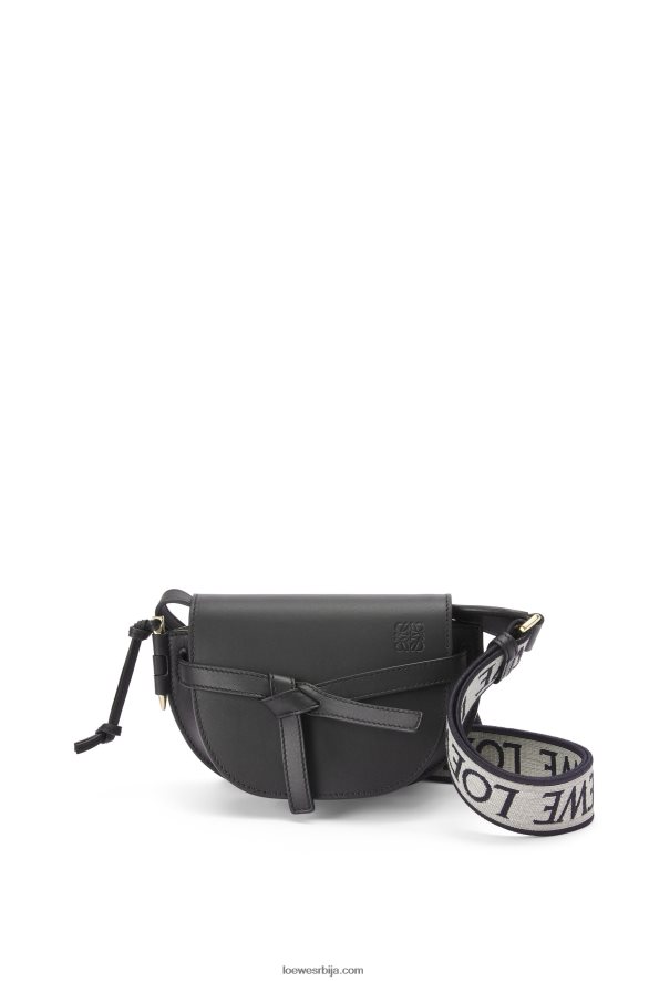Loewe Жене мини гате дупла торба од меке телеће коже и жакарда црн HJTY197