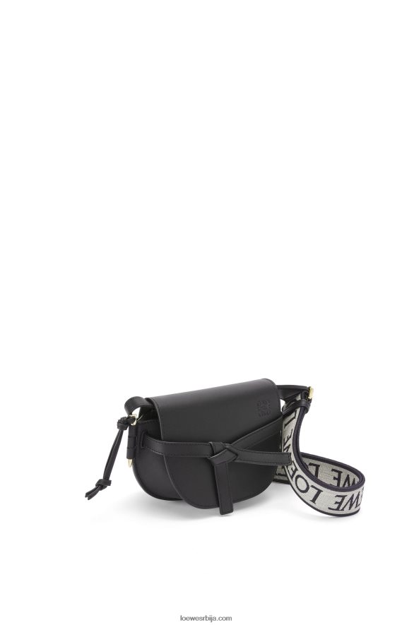 Loewe Жене мини гате дупла торба од меке телеће коже и жакарда црн HJTY197