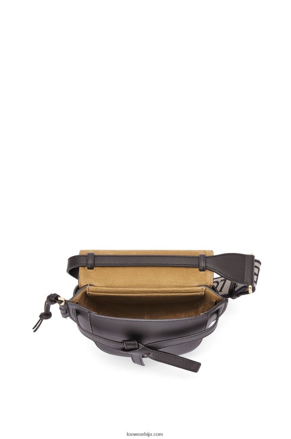 Loewe Жене мини гате дупла торба од меке телеће коже и жакарда црн HJTY197