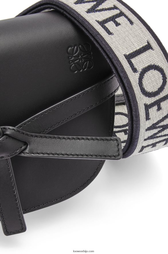 Loewe Жене мини гате дупла торба од меке телеће коже и жакарда црн HJTY197