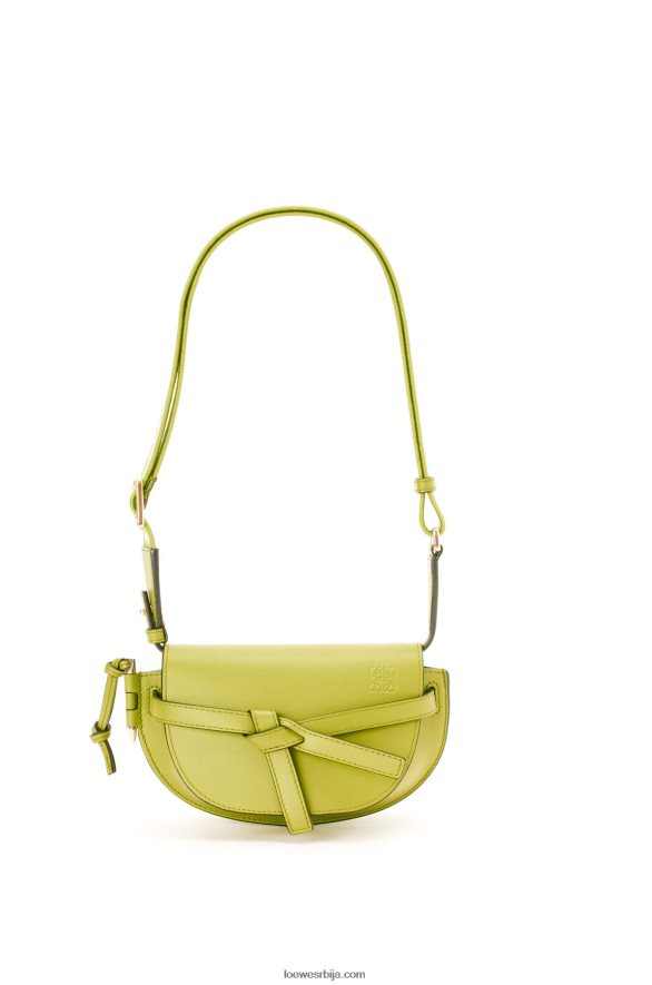 Loewe Жене мини гате дупла торба од меке телеће коже и жакарда лимето жута HJTY210