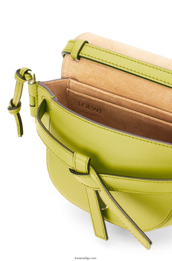 Loewe Жене мини гате дупла торба од меке телеће коже и жакарда лимето жута HJTY210