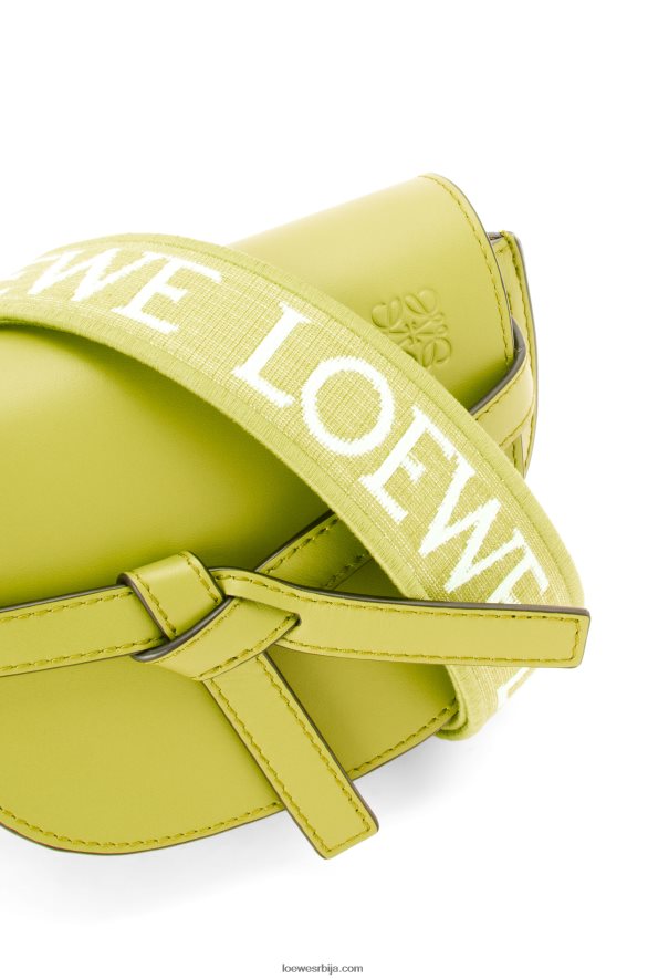 Loewe Жене мини гате дупла торба од меке телеће коже и жакарда лимето жута HJTY210