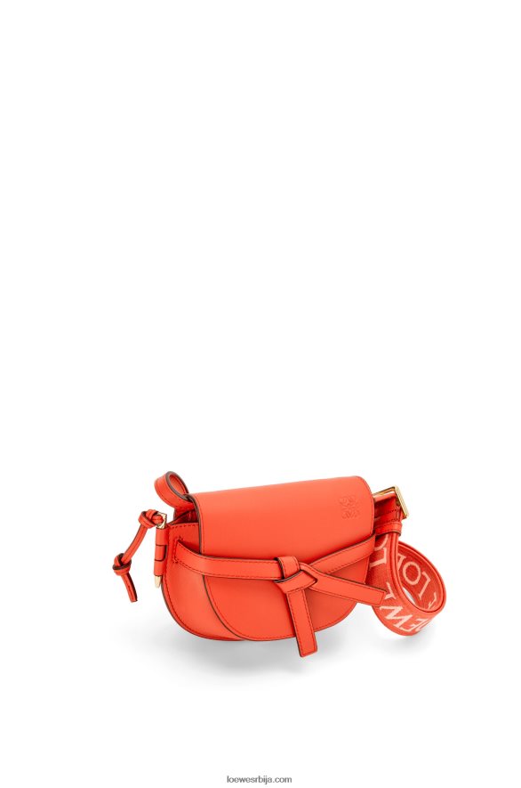 Loewe Жене мини гате дупла торба од меке телеће коже и жакарда излазак сунца наранџаста HJTY212