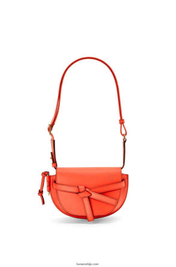 Loewe Жене мини гате дупла торба од меке телеће коже и жакарда излазак сунца наранџаста HJTY212