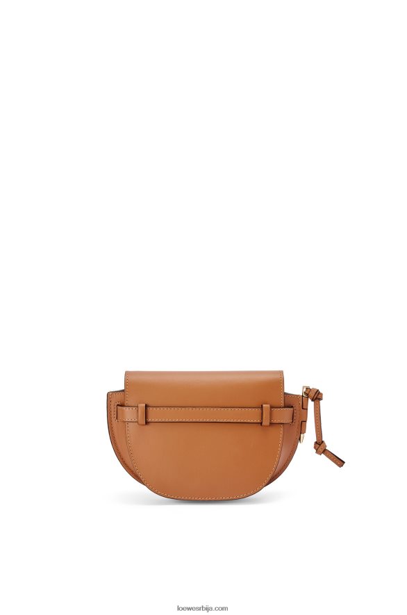 Loewe Жене мини гате дупла торба од меке телеће коже и жакарда тан HJTY215