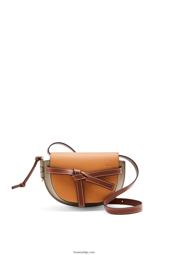 Loewe Жене мини гате дупла торба од меке телеће коже ћилибар / светло сива / боја рђе HJTY238