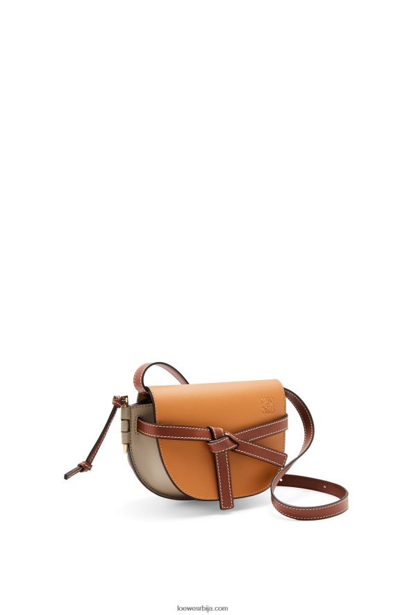 Loewe Жене мини гате дупла торба од меке телеће коже ћилибар / светло сива / боја рђе HJTY238