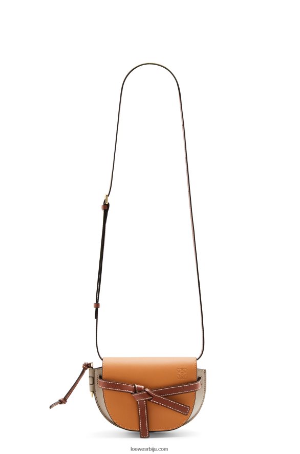 Loewe Жене мини гате дупла торба од меке телеће коже ћилибар / светло сива / боја рђе HJTY238