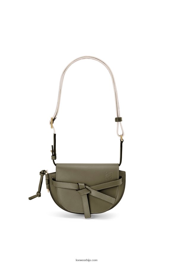 Loewe Жене мини гате дупла торба од меке телеће коже и жакарда јесен зелена HJTY239