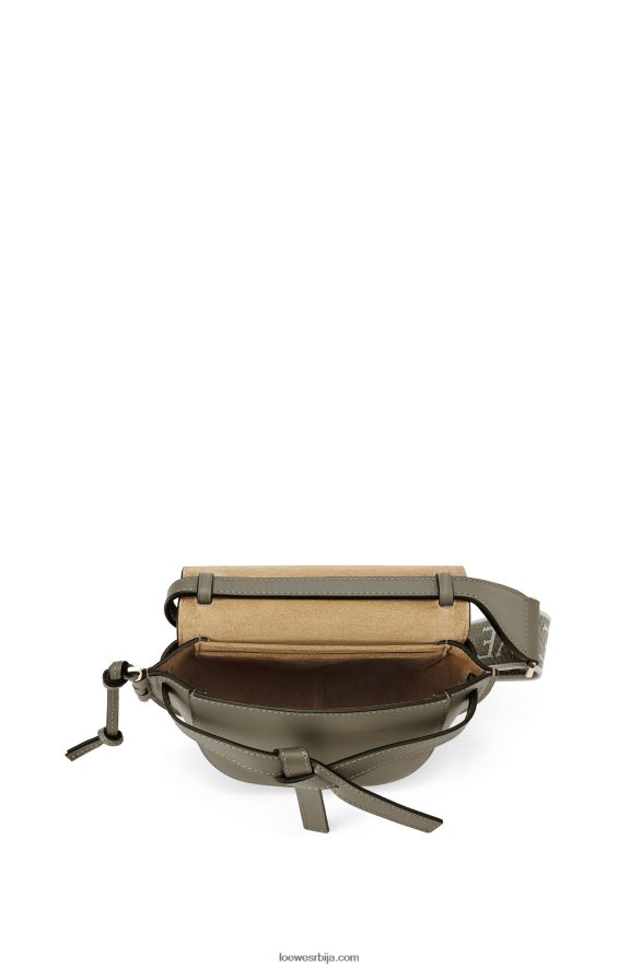 Loewe Жене мини гате дупла торба од меке телеће коже и жакарда јесен зелена HJTY239