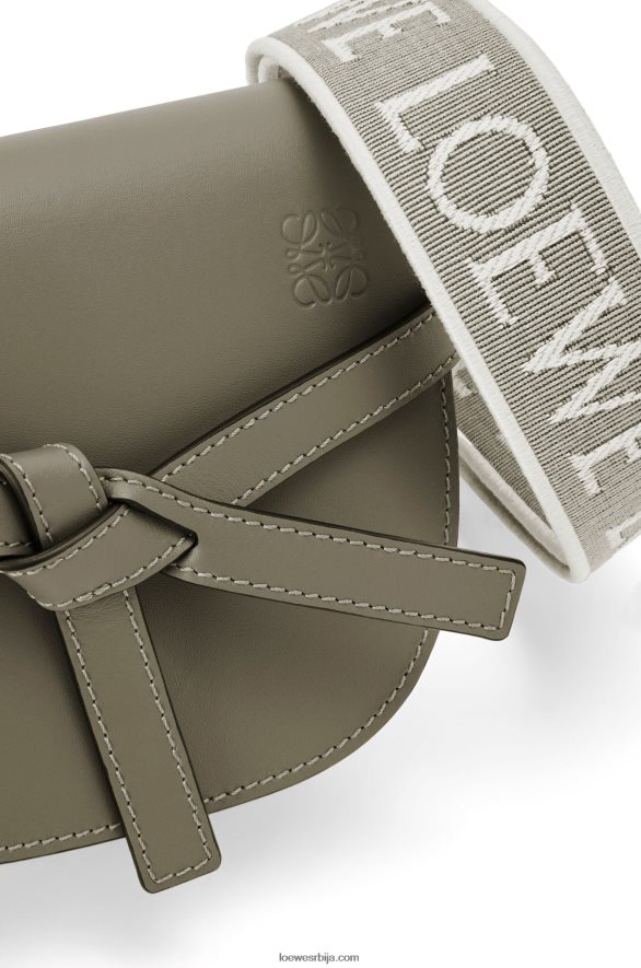 Loewe Жене мини гате дупла торба од меке телеће коже и жакарда јесен зелена HJTY239
